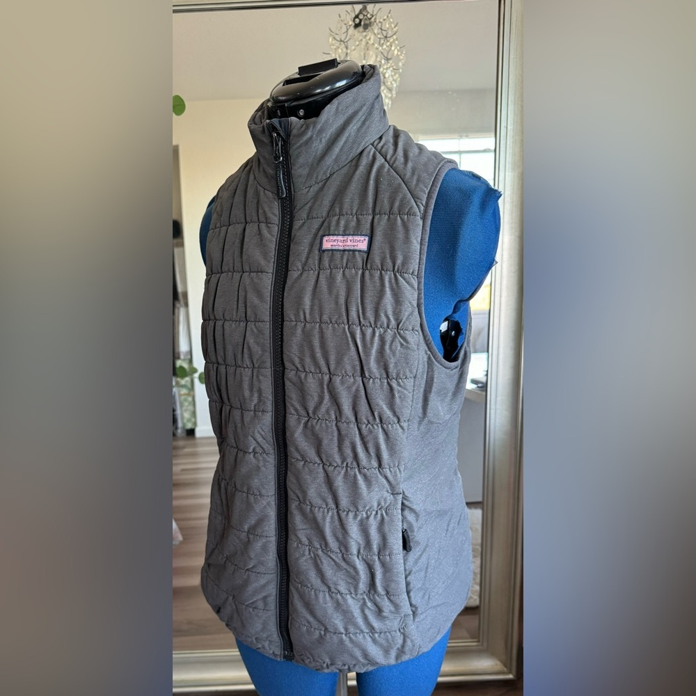 Vineyard Vines Performance Gray Puffer Full Zip Outdoor Vest Jacket Small